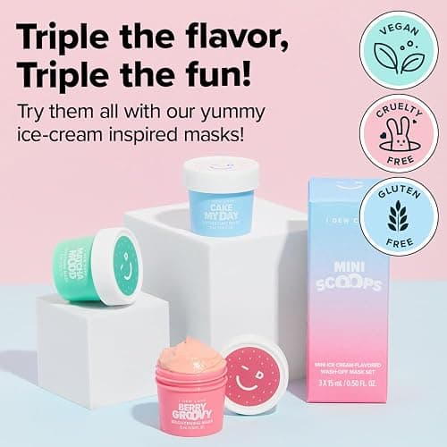 I DEW CARE Wash Off Face Mask Gift Set - Mini Scoops | Hyaluronic Acid, Korean Self Skincare, Facial Treatment, Vegan, Cruelty-Free, Paraben-Free, Exfoliating, Soothing - 01 Mini Scoops thumbnail 2