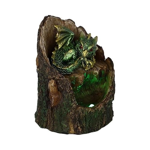 Nemesis Now Arboreal Hatchling Green Dragon in Tree Trunk Light Up Figurine, Red, 10.8cm, U5288S0 thumbnail 7