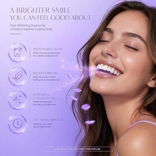 Purple Teeth Whitening Strips, Teeth Whitening Strips Removes Yellow Stains & Bad Breath, Gentle Teeth Whitening in 30 Minutes, Enamel Safe for Sensitive Tooth, Non-Slip Mint, 28 Strips (28 Strips) thumbnail 4