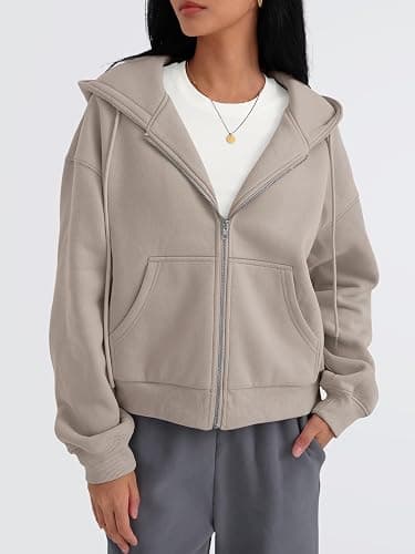 Trendy Queen Zip Up Hoodies For Women Cropped Sweatshirts Fall Fashion Outfits 2025 Y2k Fleece Teen Girls Clothes thumbnail 2