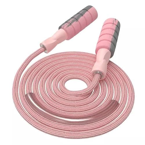 FITMYFAVO Jump Rope Cotton Adjustable Skipping Weighted jumprope for Women,Adult and Children Athletic Fitness Exercise Jumping Rope (Pink) - Image 1