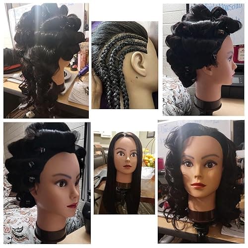 Headfix 26"-28" Long Hair Mannequin Head Synthetic Fiber Hair Hairdresser Practice Styling Training Head Cosmetology Manikin Doll Head with Clamp (6F1919BY0220) thumbnail 6