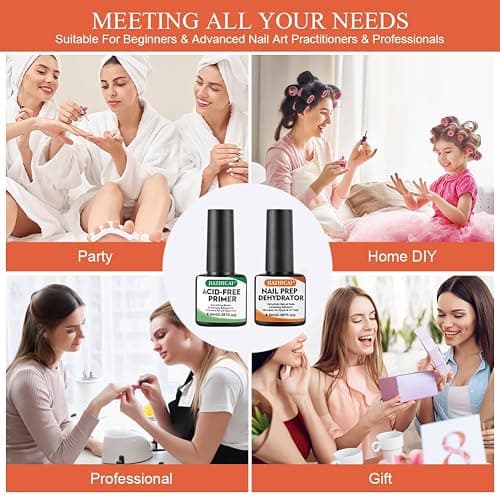 BUTBU Nail Dehydrator and Primer Set, 2PCS 8ml Nail Primer and Nail Prep Dehydrate, Professional Natural Nail Bond primer, Acid Free Superior Bonding Primers for Gel Nail Polish, Acrylic Powder thumbnail 8