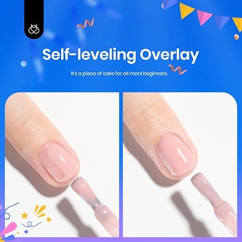 Beetles Rubber Base Builder Nail Gel - White Nude Pink Glitter French Tip Base Color Gel Polish Set for Manicure Strengthener Long Lasting Soak Off U V LED Nail Art thumbnail 3