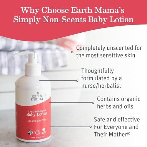 Earth Mama Simply Non-Scents Baby Lotion for Dry Skin - Calendula Cream for Newborn Skin Care - 8 oz - Fragrance Free - Infant Essentials thumbnail 2