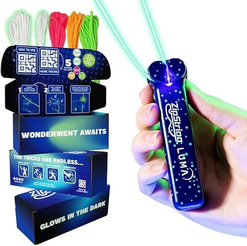 ZipString Luma - The Patented Glow-in-The-Dark Toy That Flies a Loop of String, Creates Endless Shapes and Tricks Built-in LED for Glowing Fun. Perfect STEM Gift for Kids & Adults. Wonderment Awaits - Image 1