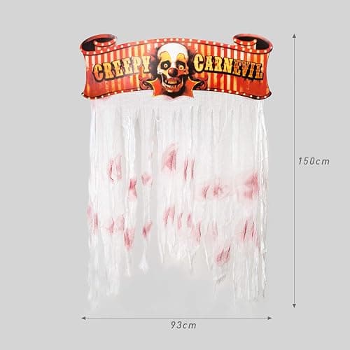 Kesoto Clown Halloween Decorations Bloody Doorway Curtain Creepy Carnival Door Curtain Decoration, 54 x 38 in thumbnail 3