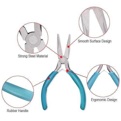 Anezus 4Pcs Jewelry Pliers Tool Set Includes Needle Nose Pliers, Round Nose Pliers, Wire Cutters and Bent Nose Pliers for Jewelry Beading Repair Making Supplies thumbnail 5