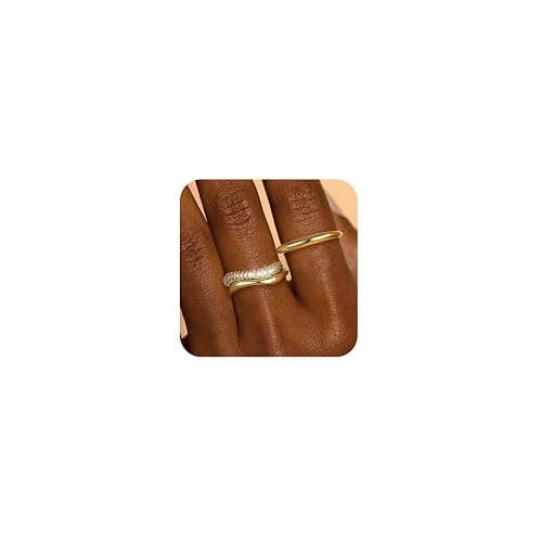 Gold Rings for Women Non Tarnish Dainty 14k Gold Plated Stackable Ring Set Trendy Cubic Zirconia Thumb Wedding Engagement Bands Rings for Women Size 5 6 7 8 9 10 11 - Image 1