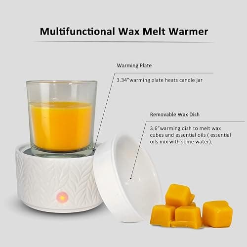 EQUSUPRO Wax Melt Warmer for Scented Wax Melts 3-in-1 Electric Ceramic Candle Wax Warmer Burner Fragrance Wax Melter for Home Office Bedroom Gift & Decor (Leaf) thumbnail 6