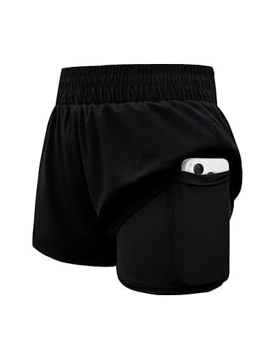 WIFFGO Girls Athletic Shorts 2 in 1 Elastic Waist Pockets Biker School Ball Games Running Sports Teen Summer Outfits - Image 1