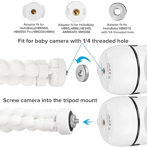 Tripod Baby Monitor Mount for HelloBaby HB65/HB40/HB6550/HB6560/HB66/HB6339/HB6550 Pro, ANMEATE SM935E, Flexible Baby Camera Mount Attach Your Camera Wherever You Want thumbnail 6