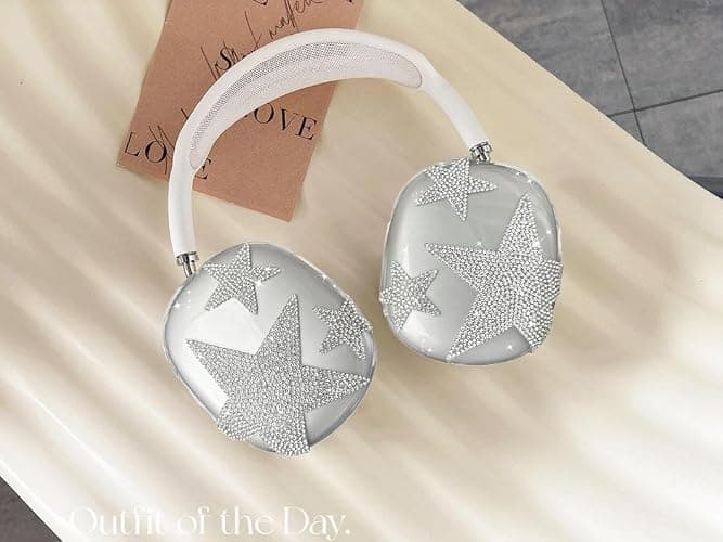 Case Cover for AirPods Max Headphones,Clear Soft Ear Cups Cover Accessories for Apple AirPods Max (2024/2020) (Stars) thumbnail 9