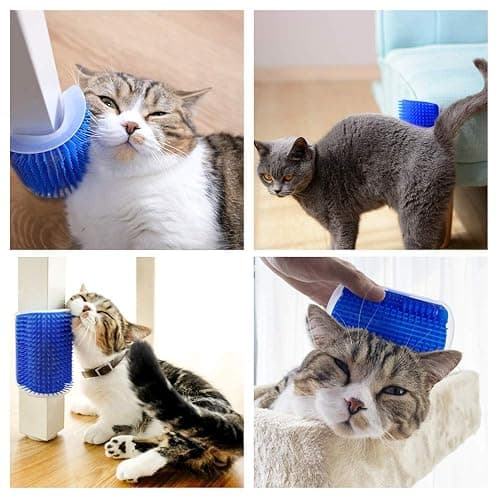 SweetPetGarden 2 Pack Softer Cat Self Groomer with Catnip Pouch, Wall Massage Scratcher Brush Comb thumbnail 6