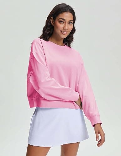 Stelle Cropped Sweatshirts for Women Cotton Long Sleeve Crop Tops Crewneck Pullover Oversized Sweater thumbnail 2