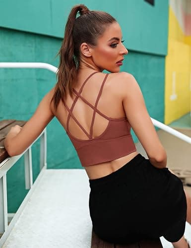 Sykooria 3 Pack Strappy Sports Bra for Women Sexy Crisscross for Yoga Running Athletic Gym Workout Fitness Tank Tops thumbnail 5
