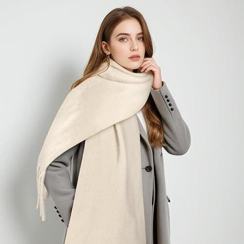 Women's Mohair Winter Scarf Pure Color, Warm Winter Scarf for Women and Men, Soft Luxurious Cashmere Feel Scarfs thumbnail 5