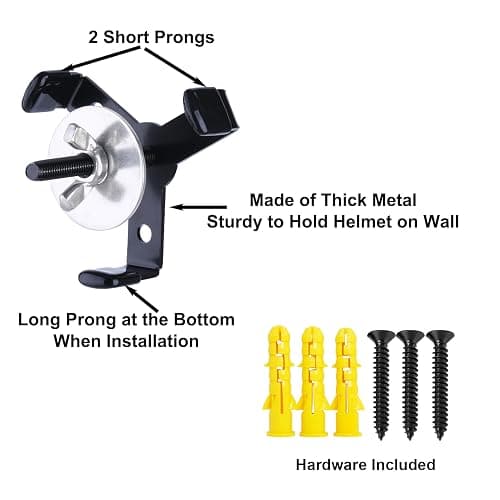 Hidden Football Helmet Wall Mount Display, Heavy Duty Metal Hanger Holder for Full and Mini Helmets, Floating Football Helmet Shelf Case Stand, Hardwares Included, Black, Pack of 2 thumbnail 7