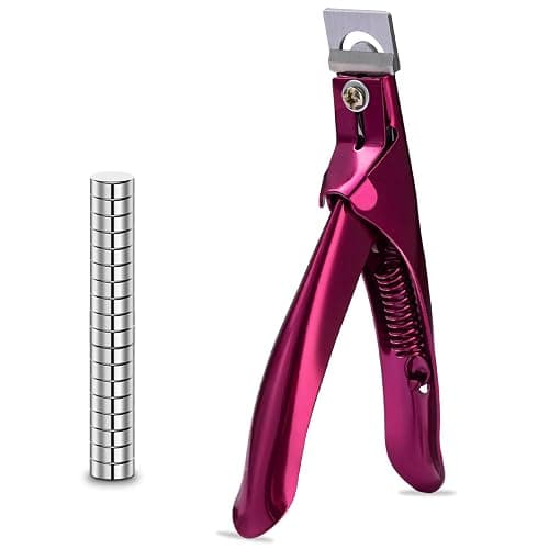 Violet Red Acrylic Nail Clipper with Magnetic Sizer, Adjustable Stainless Steel Trimmer for Salon Professional Manicure, Home Nail Art Tool Kit - Image 1