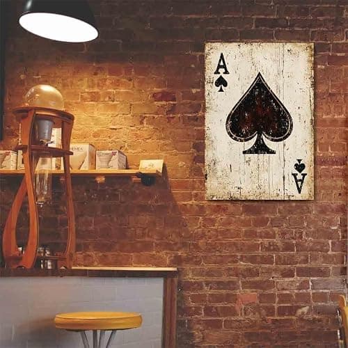 Vintage Playing Cards Wall Art Ace Of Spades Poster Vintage Poker Wall Art Poker Artwork Ace Of Spades Canvas Metal Art Signs Playing Card Poster Bar Decor 16x24inch No Frame thumbnail 5