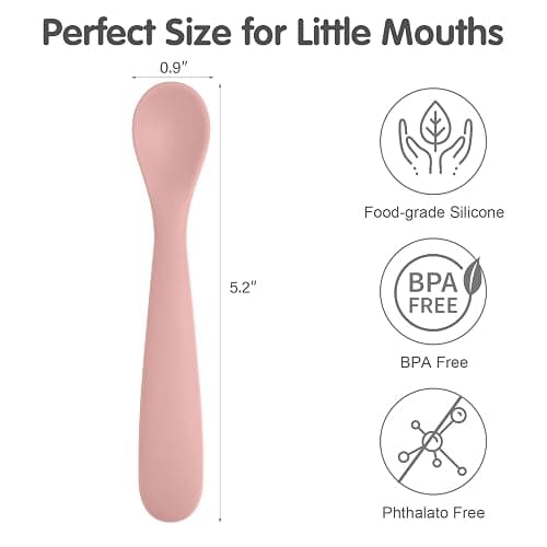 Eascrozn 6 Pack Silicone Baby Spoons, Baby Spoons Self Feeding 6 Months+, BPA Free, Soft Tip Baby Utensils Feeding Spoon, Baby Led Weaning Supplies, Dishwasher and Boil Safe thumbnail 3