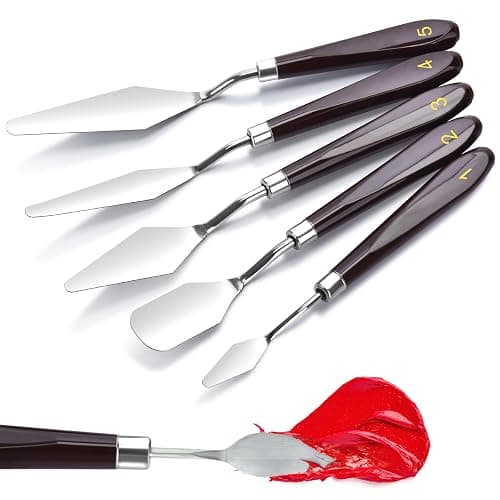 5 Piece Palette knifes Painting Knife Set Supplies for Oil, Acrylic Paint,Cake Decorating,Stainless Steel Pallet Knife Paint Knife Art Spatula for Various Types of Painting,ColorMixing,Smearing - Image 1