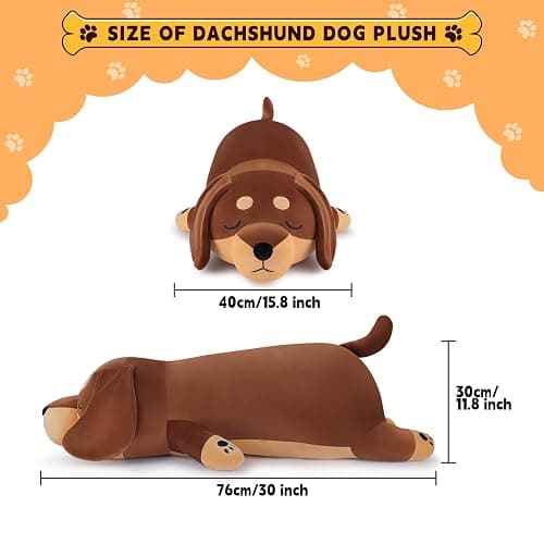 30'' Giant Dachshund Dog Plush Stuffed Animal- Weiner Dog Plush Pillow Plushies, Large Sleeping Dachshund Plush Toy, Cute Hugging Weiner Dog Stuffed Animal, Birthday Gifts for Kids Girls Boys thumbnail 2