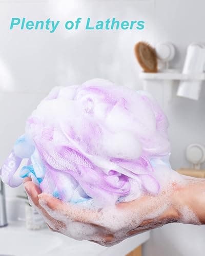 Aquior Bath Sponge Shower Loofahs Balls 60g/PCS Extra Large Mesh Pouf Easy Foaming Body Scrubber Exfoliator for Big Full Lather Cleanse(4 Pack) thumbnail 6