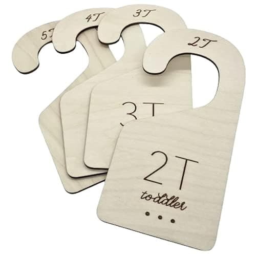 Loft Toddler Closet Dividers Durable Birch Kids Closet Organizer Timeless Etched Design for 2T-5T (Set of 4) - Image 1