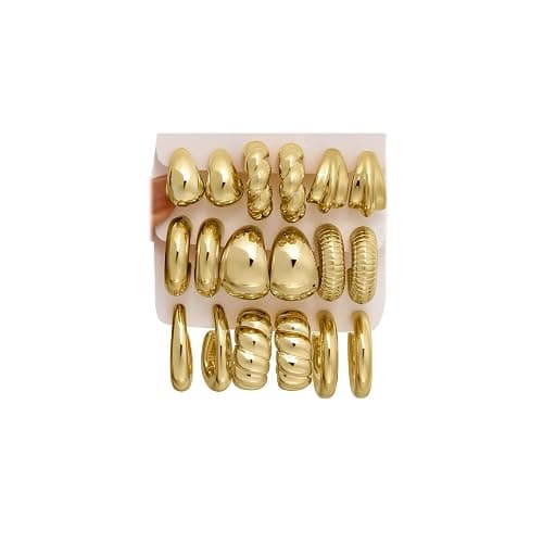 42 Pairs Gold Hoop Earrings Set for Women, Fashion Chunky Pearl Earrings Multipack Twisted Statement Earring Pack, Hypoallergenic Small Big Hoops Earrings for Birthday Party - Image 1