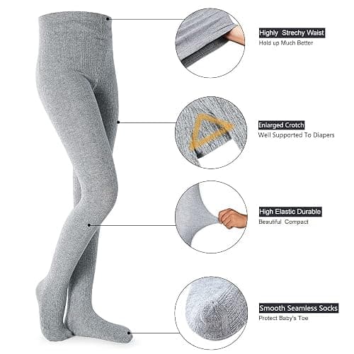 Girls Tights Toddler Cable Knit Cotton Footed Seamless Dance Ballet Baby Girls' Leggings 3/4 Pack thumbnail 4