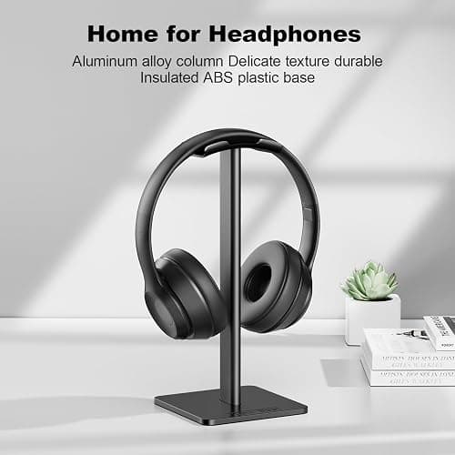 New Bee Headphone Stand Headset Stand Headphone Holder Universal Aluminum Gaming Headset Holder Earphone Display Earbuds Mount For All Headphones (Black) thumbnail 2
