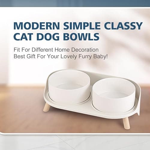 Elevated Ceramic Dog Bowl Set - Double Dog Feeding Bowls with Stand Splash Proof - Raised Dishes for Food and Water - Ideal for Small to Medium Dogs - 2 x 850 ml - 28.74 oz thumbnail 6