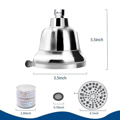 Kangbet Filtered Shower Head - Water Softener Shower Head - Shower Filter for Hard Water Remove | Reduces Impurities Chlorine and Harmful Substances - Chrome thumbnail 2