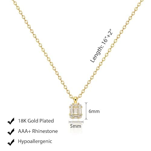 Luxval Diamond Pendant Gold Necklace for Women，Dainty 18k Gold Plated Choker Necklaces Simple Gold Jewelry Gifts for Women Girls thumbnail 2