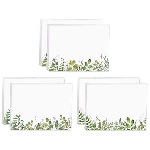 Watercolor Wild Greenery Sticky Note Pads / 4" x 3" Botanical Sticky Notes/Set of 6 Pads / 50 Sheets Per Pad/Three Unique Designs/Made in The USA - Image 1