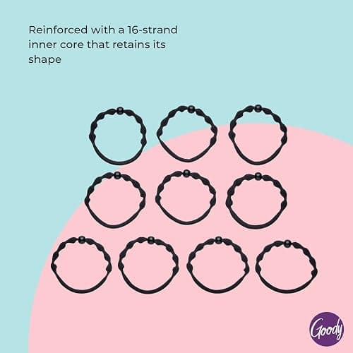 Goody Ouchless Forever Fine Hair Elastics - 10 Ct, Black, Damage-Free Bands, 3X Stronger Hair Ties, Retainable Shape, 16 Strand Inner Core, Hair Accessories for Women & Men thumbnail 3