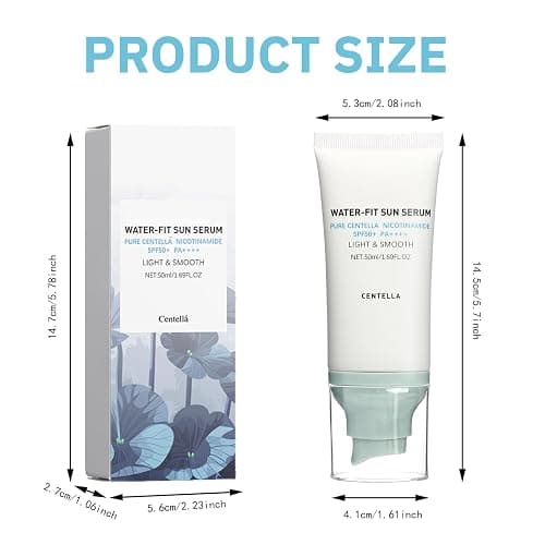 Centella Sunscreen SPF 50+, Face Sun Screen Long-Lasting Protection【Moisturizing Water Fit】【 Refreshing &Non-Greasy】【Lightweight】【NO White Cast - Dry Oily Skincare】Blue×1 thumbnail 8