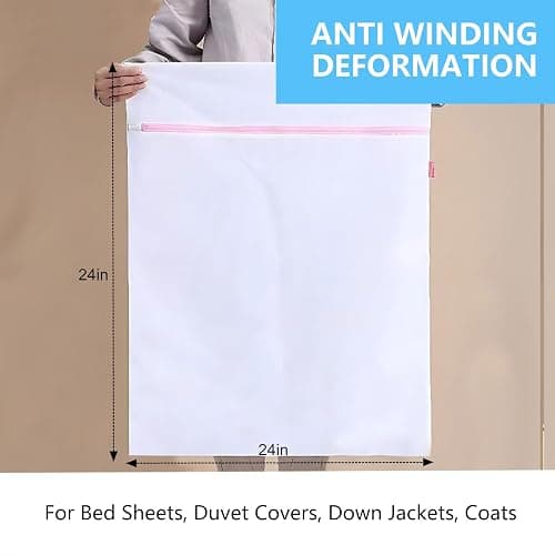2PCS X-Large Heavy-Duty Mesh Laundry Bag: Ideal for Bulky Items - Wash & Store Down Jackets, Sheets, Sweaters | Multi-Purpose Lingerie Washing Bag for Delicates & Travel Storage,24X24’+20X24’ thumbnail 2