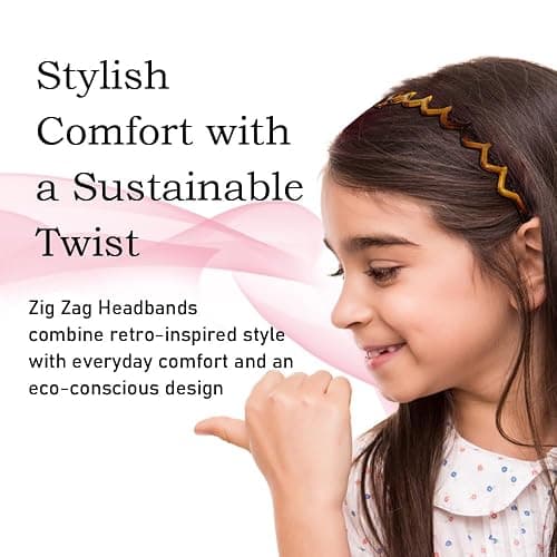 KALIYOTO Zig Zag Headbands, Recycled Plastic Wavy Hair Band with Teeth, Headbands for Women and Men, Classic 90s Hair Accessories, (1 Black Color+1 Brown) thumbnail 3