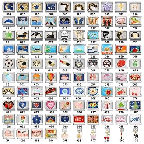 Custom Italian Charm Bracelet - 10 Personalized Charms, Stainless Steel, Silver, 6.75' Adjustable Link Bracelet with Tool - Moon, Star, Animals, Heart, Flowers & More thumbnail 2