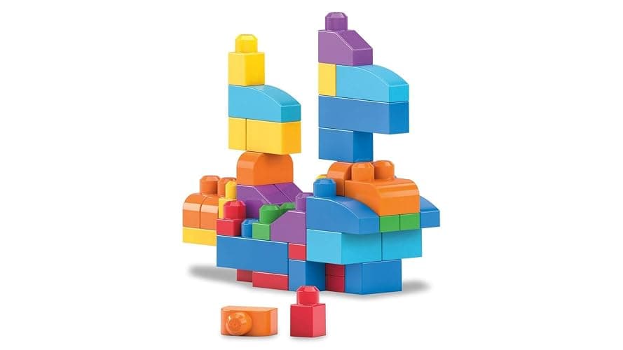 MEGA BLOKS First Builders Toddler Blocks Toys Set, Big Building Bag with 80 Pieces and Storage, Blue, Ages 1+ Years thumbnail 4