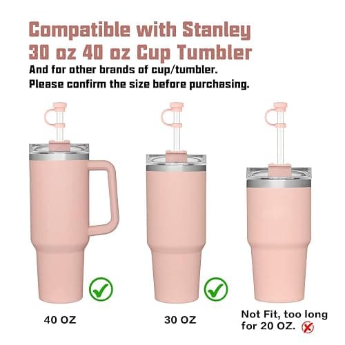 Replacement Straw Compatible with Stanley 40 oz 30 oz Tumbler, Accessories of 6 Straw Replacement with Cleaning Brush, 4 Color Leak Sproof Plug, 2 Silicone Cover Cap for Stanley thumbnail 6