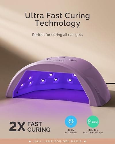 MelodySusie Compact Advanced UV LED Nail Lamp, P-Plus30F Nail Dryer with 3 Timers & Smart Sensor Cures All Gels, Especially Rhinestone Glue, Solid & Liner Gel Polishes for Advanced DIY at Home-Purple thumbnail 3