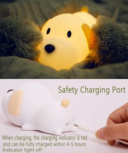 HAPPYBAG Kids Night Light,Cute Soft Silicone Dog Lamp Dimmable Nursery Portable Puppy Kawaii Lamps,Bedside Lamp for Baby and Toddler,Boy Girls thumbnail 5