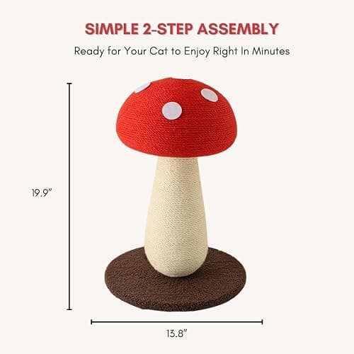 Mushroom Cat Scratching Post - Unique Design, Sisal-Wrapped, Ideal for Medium and Small Cat, Cat Scratcher Cute with 100% Sisal Covered Scratching Post, Mushroom Cat Post for Indoor Cats thumbnail 6