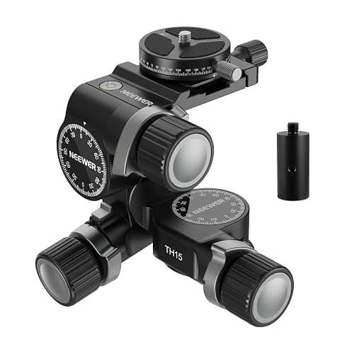 NEEWER 3 Way Geared Tripod Head with 360° Panoramic Arca QR Plate, Millimeter Micro Adjustment, Aluminum Alloy 3 Axis Pan Tilt Head with Quick Switch Large & Fine Dual Modes, Max Load 13.2lb/6kg, TH15 - Image 1