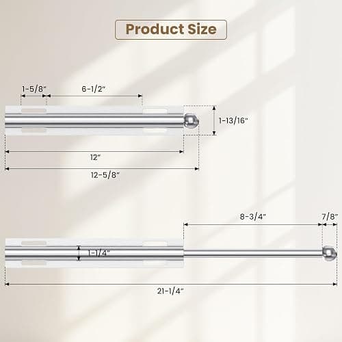 Supforce Valet Rod for Closet Pull Out, Retractable Slide Out Valet Rod Closet Organization, 12" Aluminum Valet Clothing Hanger Rods Perfect for Suits, Freshly Pressed Clothes, Polished Chrome thumbnail 2