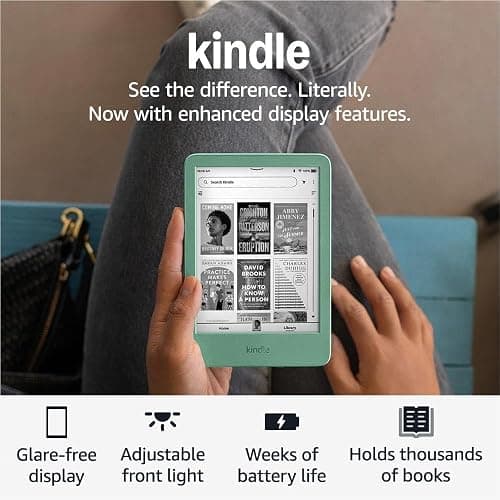 Like-New Amazon Kindle (16 GB) - Lightest and most compact Kindle, with glare-free display, faster page turns, adjustable front light, and long battery life - Matcha thumbnail 7