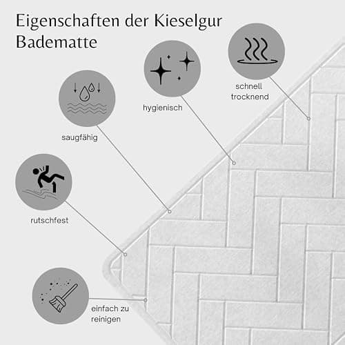 Lukada | Tapis de bain en pierre | Tapis de douche antidérapant | Tapis de sol en pierre | Tapis de douche à séchage rapide 60 x 39 cm | Tapis de salle de bain en terre de diatomée de qualité thumbnail 4